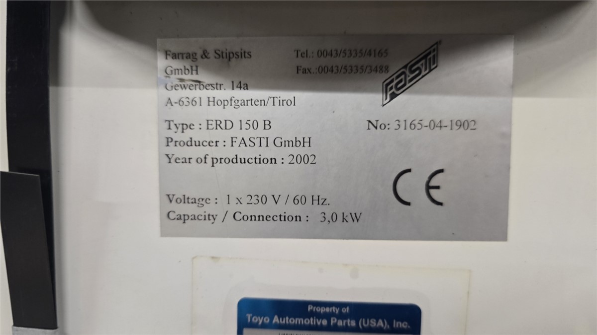 Fasti Model ERD150 Resin Material Dryer | Plastic Machinery | Used ...