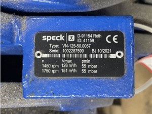 4.55 KW (6.10 HP) Speck VN-125-50.0057 Vacuum Pump
