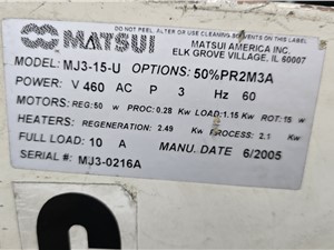 22563A___-___23___CFM___Matsui___MJ3-15-U___Dryer,___W___Hopper.jpg