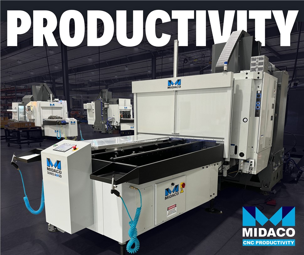 Midaco Automatic Pallet Changers on VMCs in a machine shop
