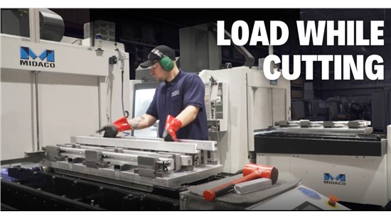 Midaco Automatic Pallet Changers on VMCs in a machine shop