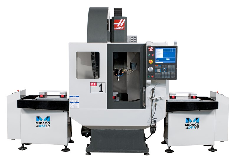 Midaco Dual Automatic Pallet Changer on Haas DT-1